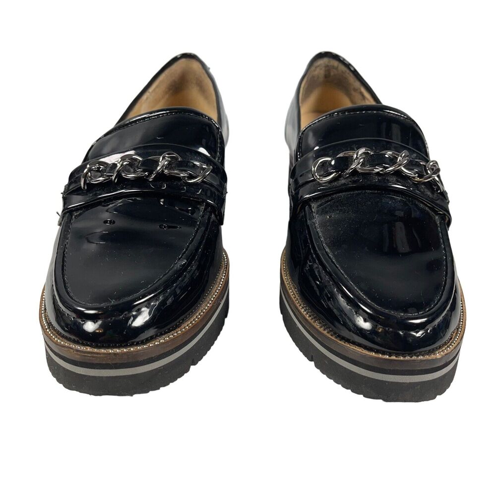 Alex Marie PLATFORM LOAFERS Size 9 Womens Chain Goth Black Patent Grensley Shoes - Picture 2 of 11